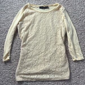 The Limited Butter Yellow Long Sleeve Lace Top